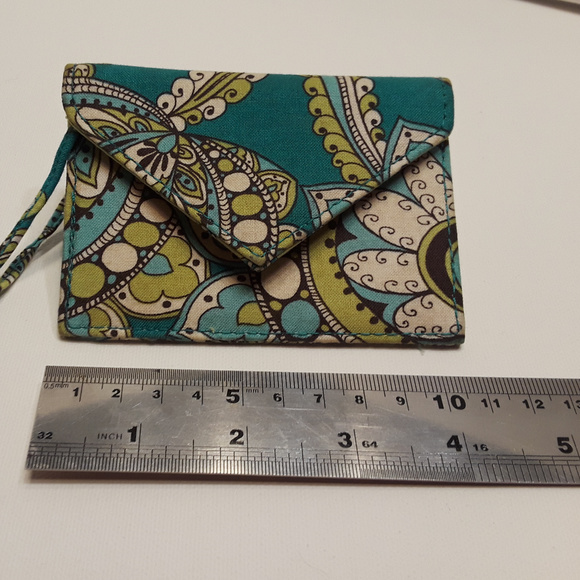 Vera Bradley Turquoise Yellow Card Holder Luggage - Picture 1 of 3